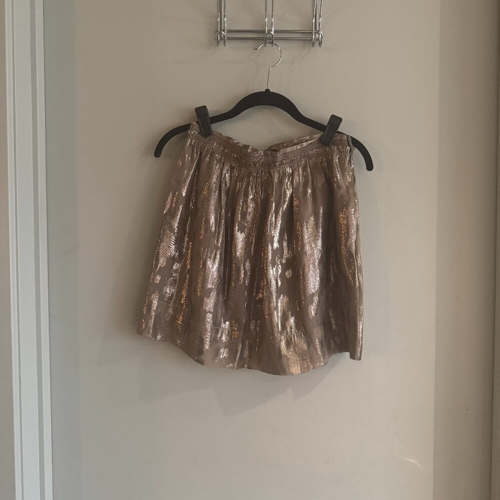 Club Monaco Metallic Gold Mini Skirt